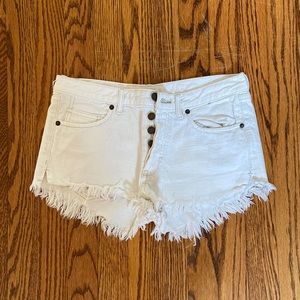 Free People white denim cutoff shorts